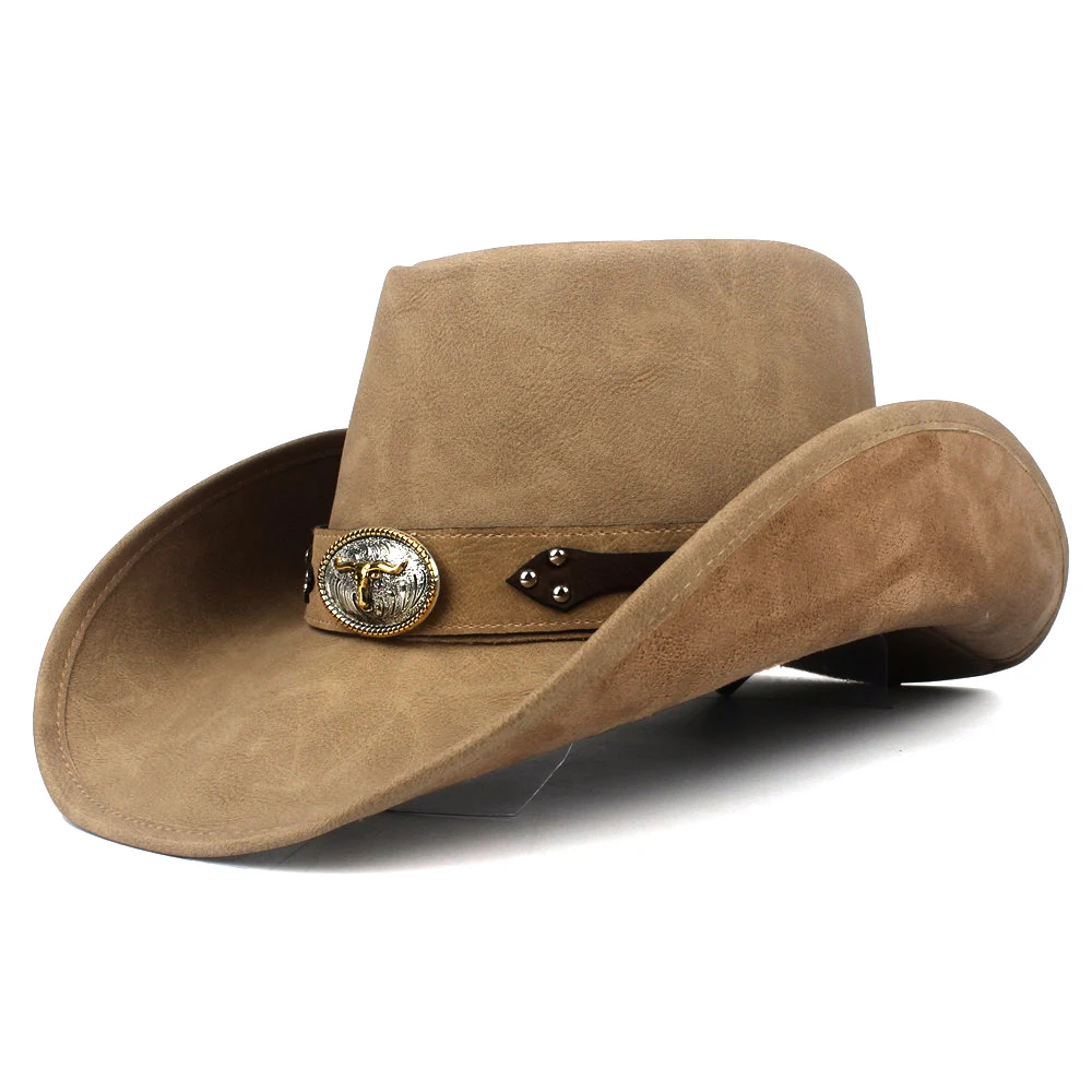 

Cowboy Hat 100% Leather Women Men Western Cowboy Hat For Gentleman Dad Fedora Cowgirl Sombrero Hombre Jazz Caps
