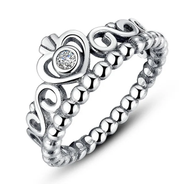 Wholesale 925 Silver Ring Charms Diy Princess Crown Fashion Women Crystal Ring F Wholesale 925 Silver Ring Charms Diy Princess Crown Fashion Women Crystal Ring F