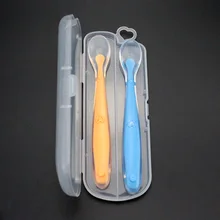 Детская силиконовая ложка для кормления 2 шт. безопасная пищевая добавка ложка для кормления с Чехол E2S