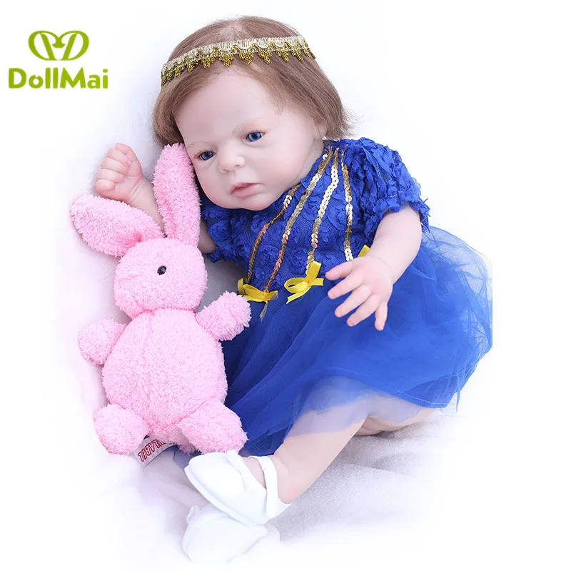 Bebes reborn purple dress princess girl full silicone reborn baby dolls