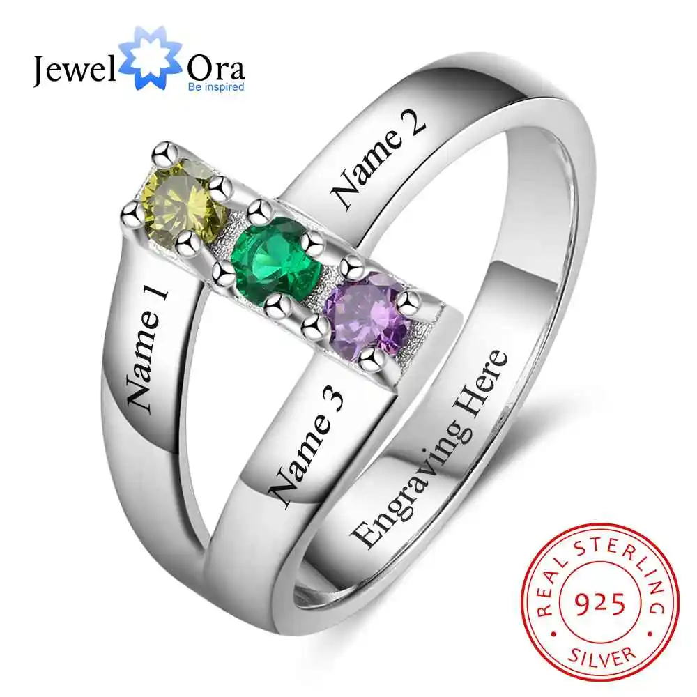 Personalized Birthstone Mother Ring With Childrens Names Custom Familly