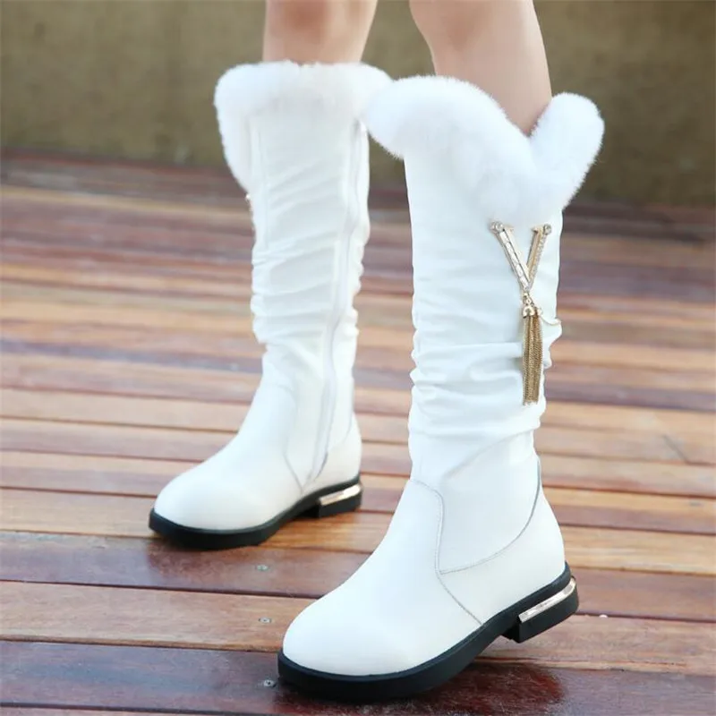 

2019 Parent-child shoes princess elegant rhinestone girl high-leg boots children's snow child ever after high boots