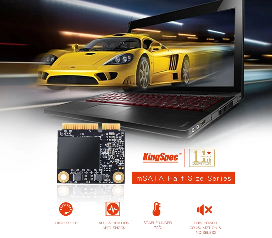 KingSpec SSD HDD Half mSATA 64GB SSD 120GB 240GB SSD 500GB SSD Mini SATA Internal Solid State Disk for Computer -