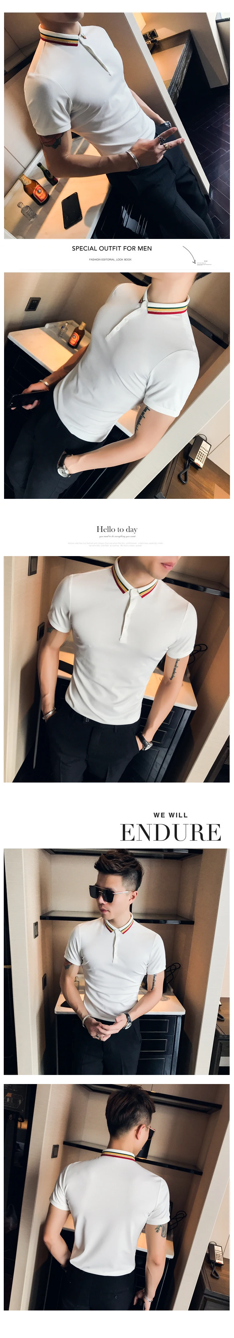 Мода, летняя мужская рубашка поло, высокое качество, приталенная Мужская рубашка поло с коротким рукавом, повседневная универсальная рубашка поло, Homme, уличная одежда, 3XL
