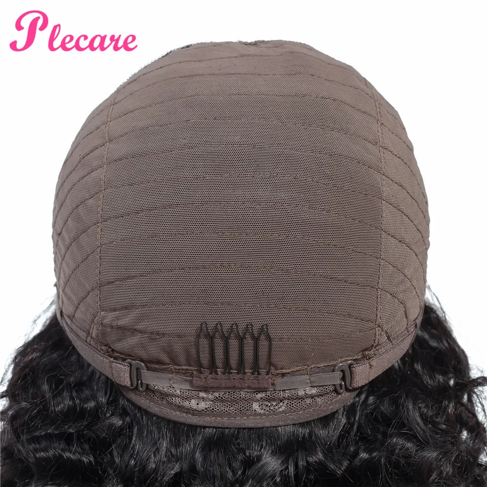 Plecare 4*1 человеческие волосы парики глубокая волна Кружева Закрытие человеческих волос Парики для черных женщин 8-14 дюймов бразильский Remy натуральный цвет