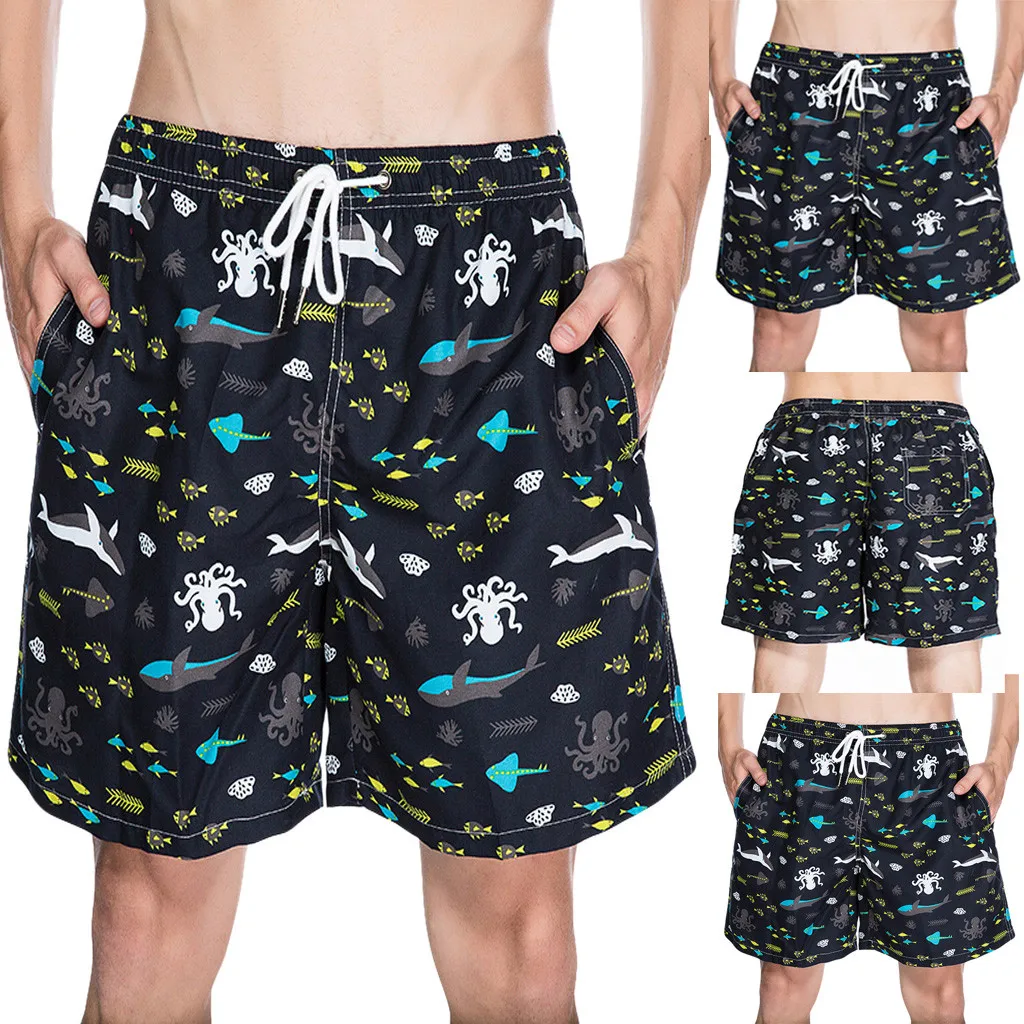 Feitong мужские летние быстросохнущие шорты с принтом, повседневное свободное пляжное мужские шорты-карго, большие размеры, забавные шорты# g35