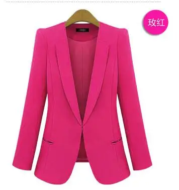 Высокое качество, офисный блейзер для женщин, casacos femininos, базовые куртки, Женский блейзер, облегающие блейзеры, костюмы для женщин, кардиган размера плюс - Цвет: Rose red
