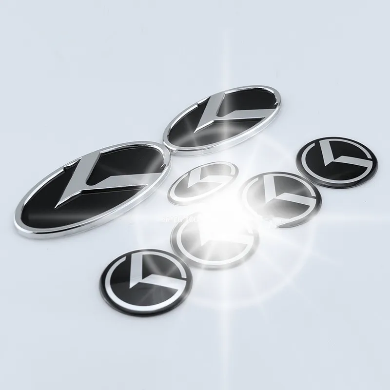 

K Logo 7pcs/set Car Front Rear Steeing Badge Car Wheel Center Hub Cap Cover Emblem for KIA OPTIMA K5 Car Stickers and Decals