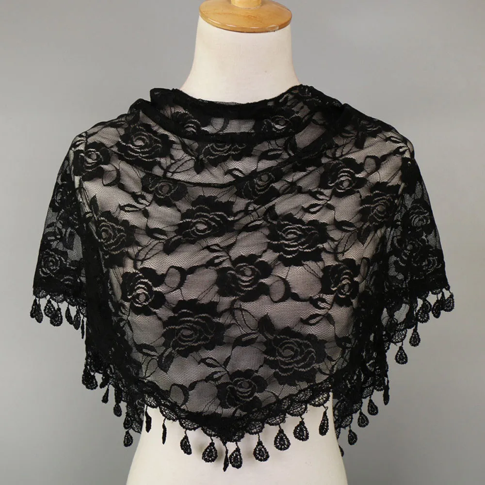 

Summer Fashion Women Lace Tassel Rose Floral Hollow Scarf Shawl Lady Wraps Scarves A10 AP12