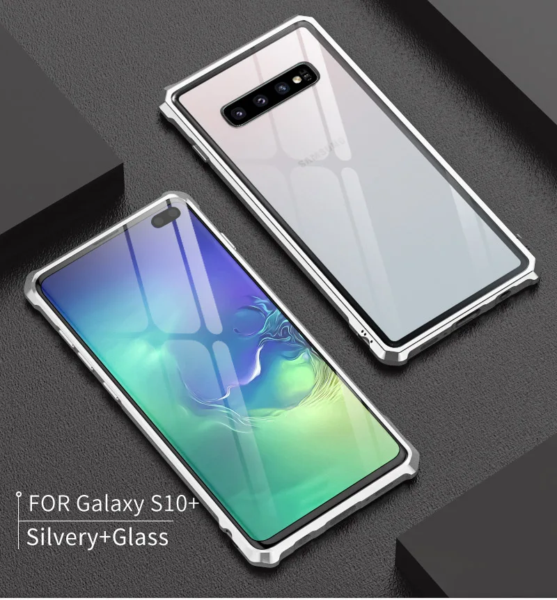 Для samsung Galaxy S10 Plus бампер S10E телефонные чехлы алюминиевая металлическая рамка бампер с прозрачным закаленным стеклом задняя крышка для S10 E