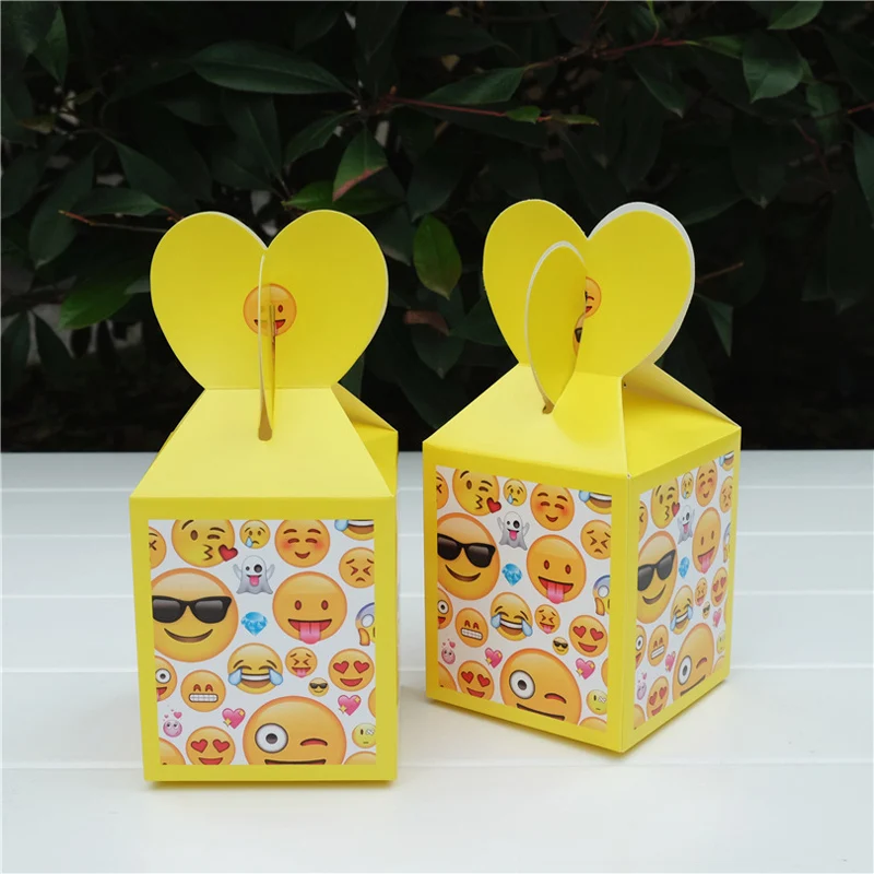 

6 pcs/lot Emoji Cartoon Candy Bag Kids Birthday Party Decorations Paper Gift Boxes For Guest Baby Shower Supplies