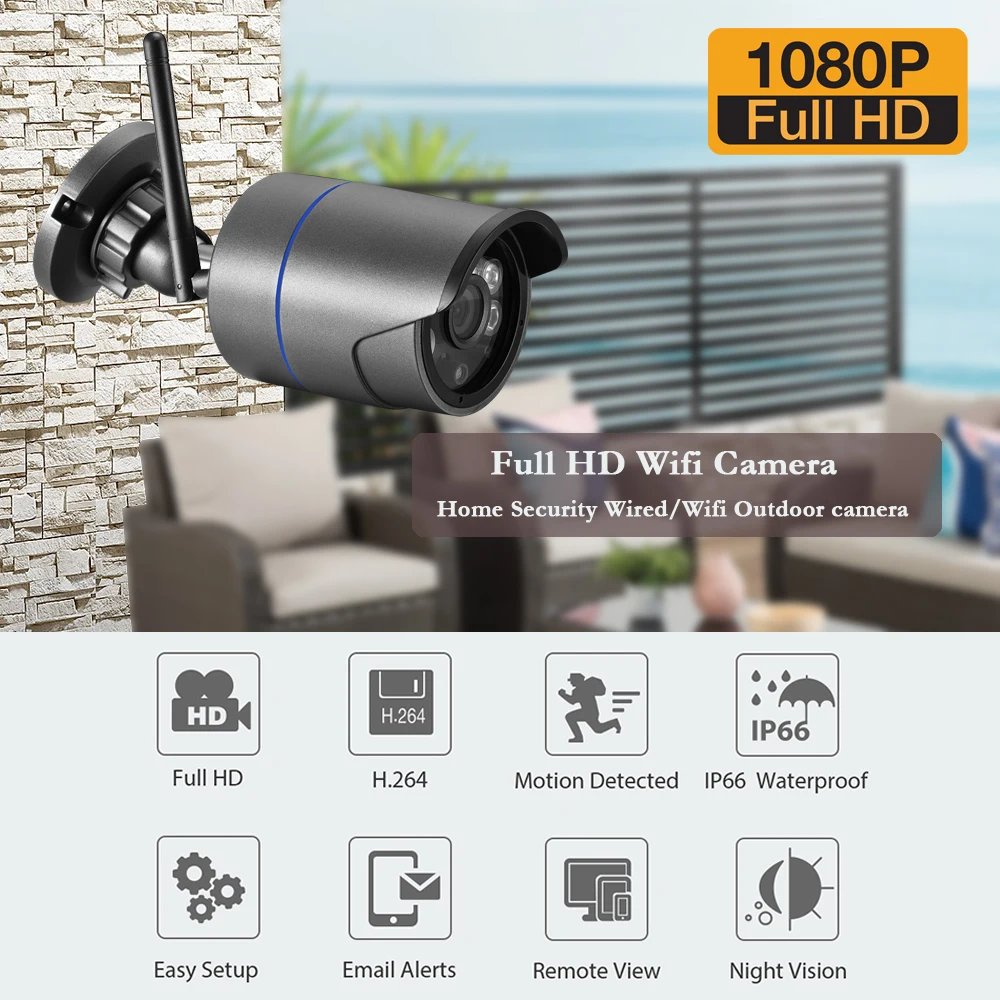 Gadinan 1080P Yoosee Wifi IP камера Onvif 2.0MP HD наружная Водонепроницаемая инфракрасная камера ночного видения цилиндрическая камера видеонаблюдения