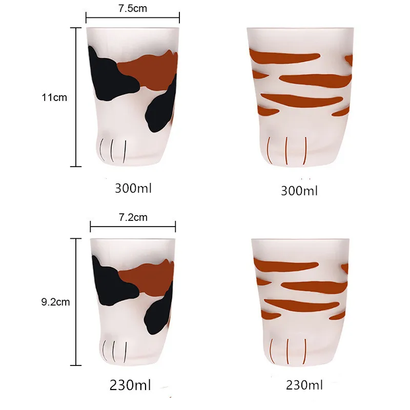 Кошка коготь чашка молоко стекло матовое стекло чашка милый креативный Кот ноги отпечаток когтя кружка кошка лапа Кофе Молоко стеклянная чашка дети чашка для завтрака