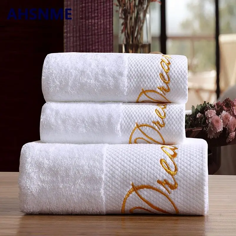 AHSNME супер мягкие и плотные белые хлопок полотенце 70x140 см вес 600 г и два полотенца 35x75 см пара стиль большой банное полотенце - Цвет: Dream