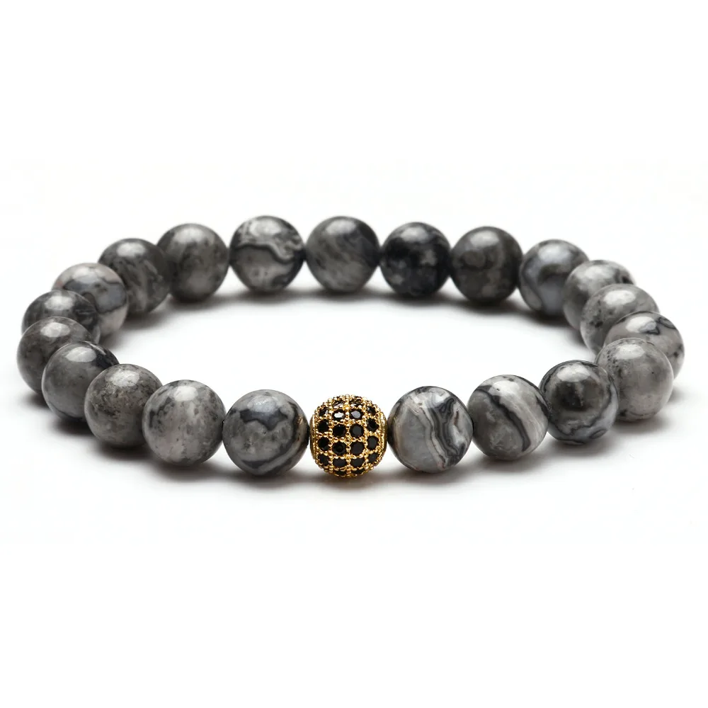 Simple Fashion Natural Stone Elastic Men Bracelet Handmade Inlaid