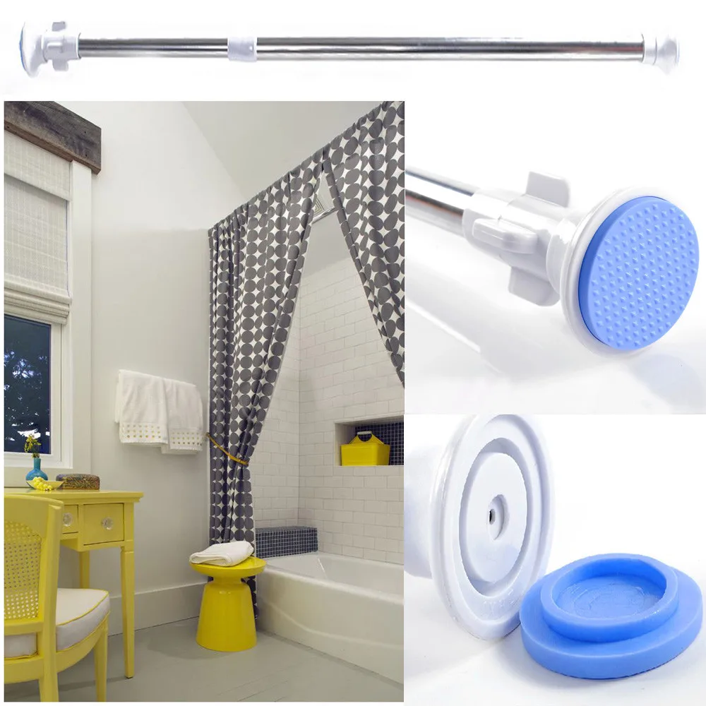 NEW Telescopic Shower Curtain Rail Extendable 70 120cm Heavy Duty Steel