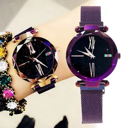 Оптовая продажа с фабрики женские часы 2019 новые женские часы водонепроницаемые с магнитным ремешком черные звездное небо женские часы для