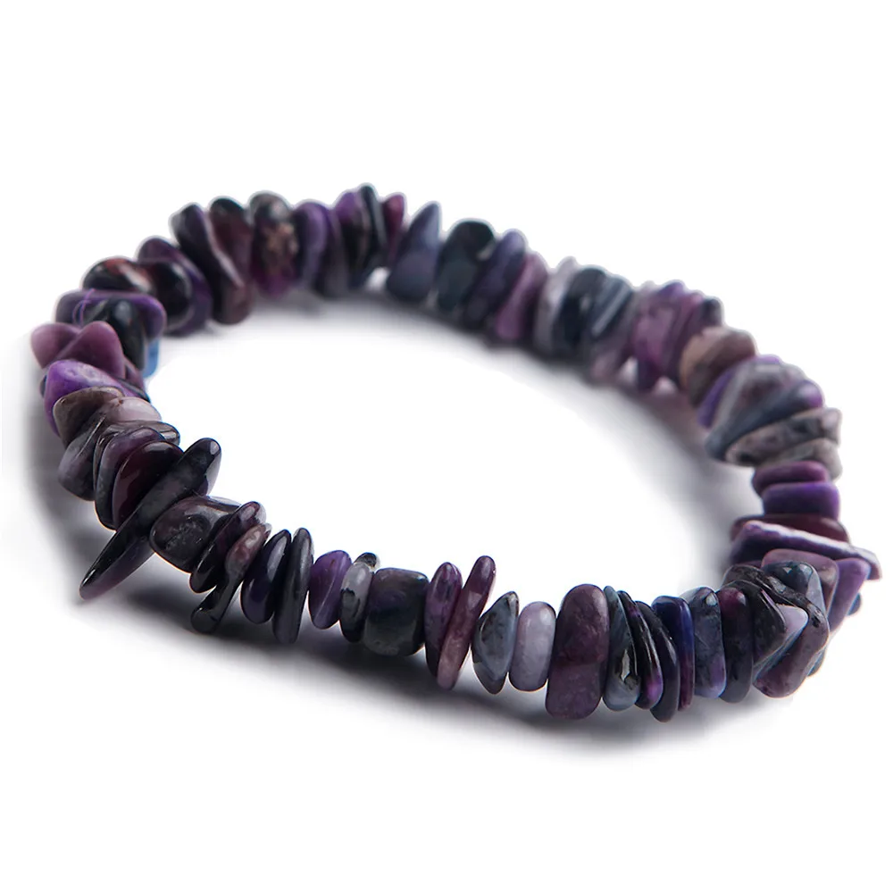 

Genuine Jewelry Bracelet For Men Natural Sugilite Crystal Gems Irregular Bead Stretch Elastic Bracelets 10mm