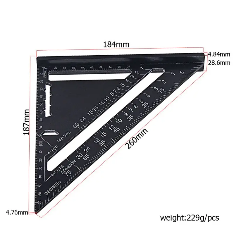 

7 Inch Wood Metric Square Triangle Protractor Ruler For Guitar Maker