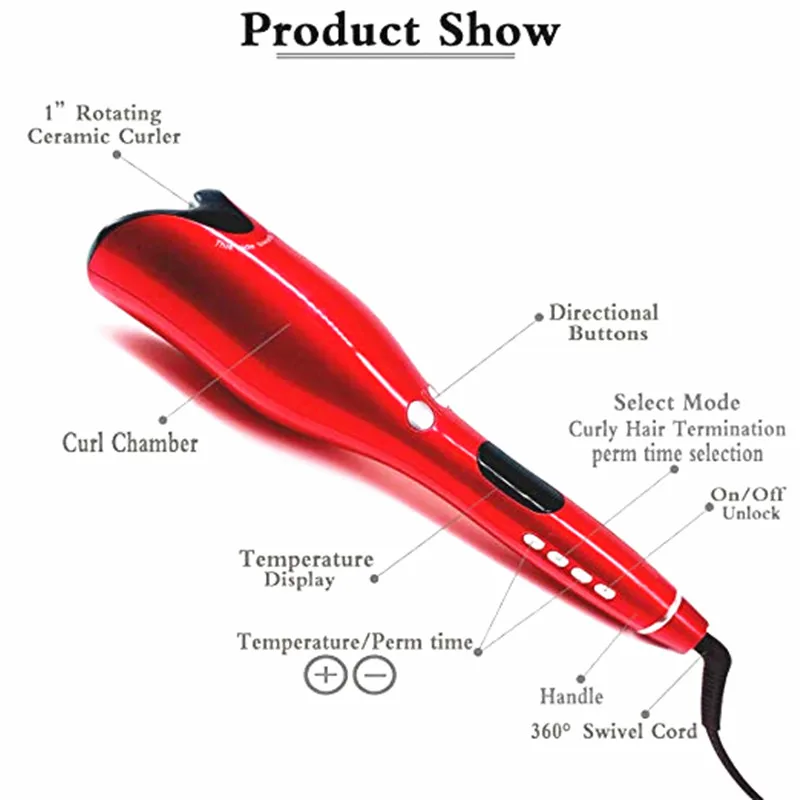 Автоматическая Плойка для завивки волос с воздушным вращением и N Curl 1 дюймов керамическая вращающаяся Плойка для всех типов волос с заколками для волос инструмент для очистки