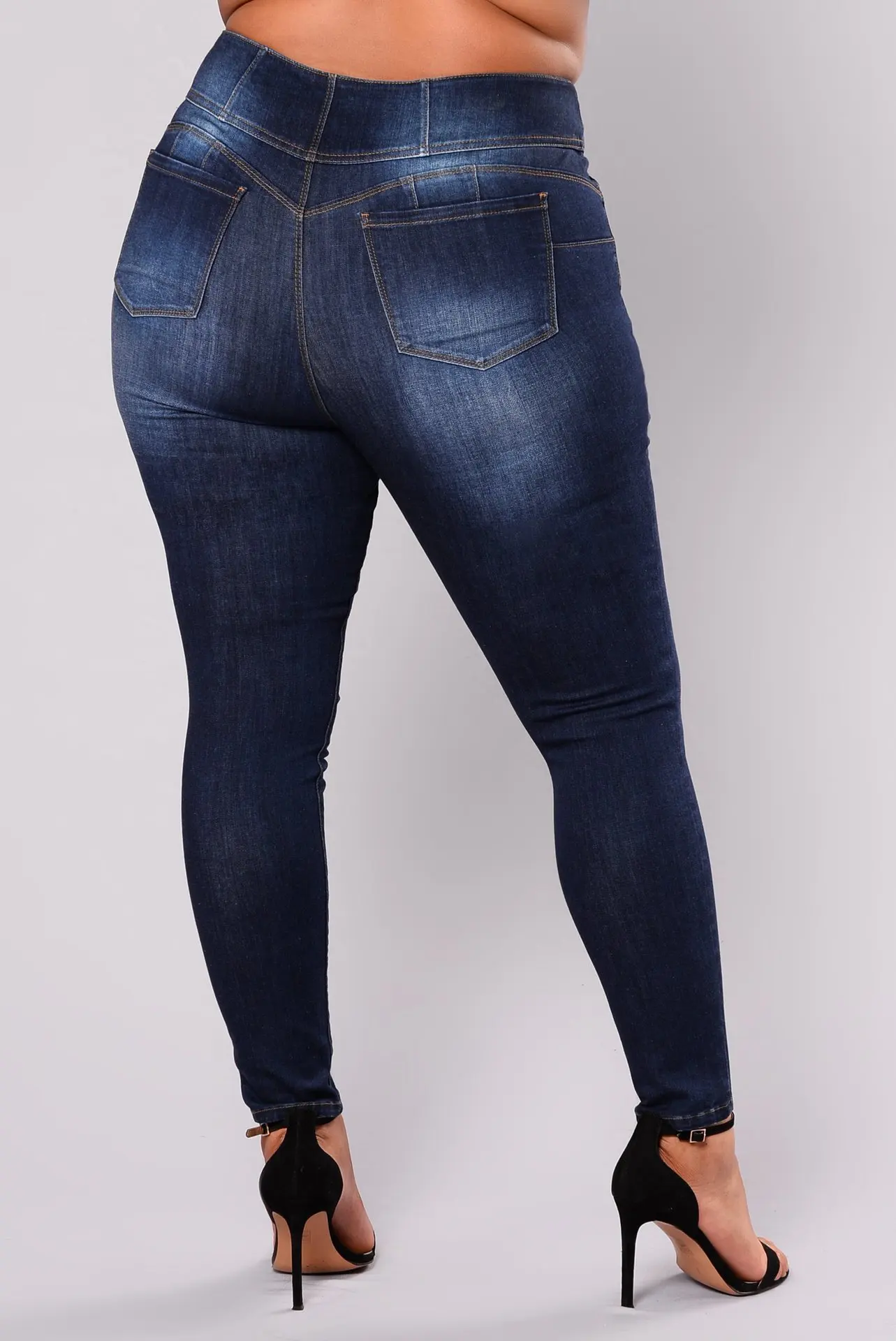 Fashion 5XL Stretch Navy Blue Jeans Women plus size Causal Trousers Female Denim Pants Zipper Fly Pencil Pants Mom Jeans