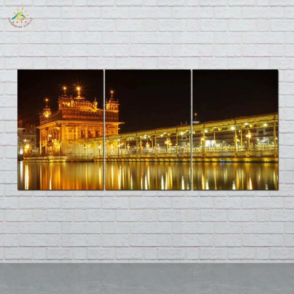 

Golden Temple at Midnight Wall Art HD Prints Canvas Art Painting Modular Picture And Vintag Poster Canvas Painting 3 PIECES