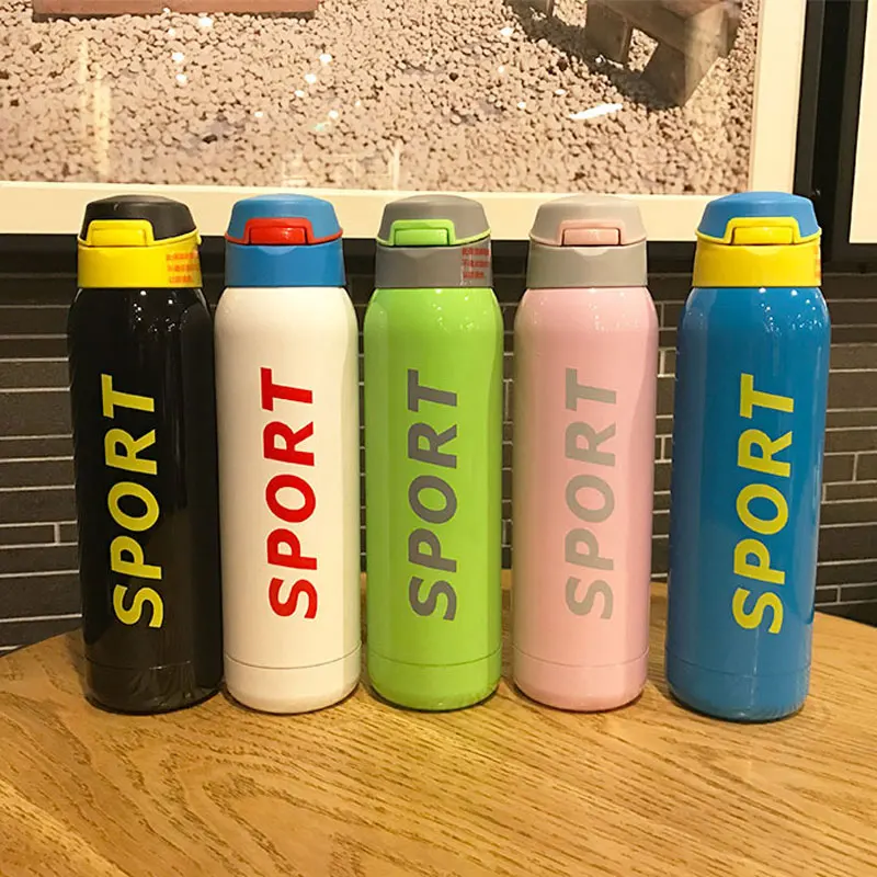 500ml High Quality Men s Vacuum Flasks With Silicone Straw Stainless Steel Thermos Mug Thermal Bottle