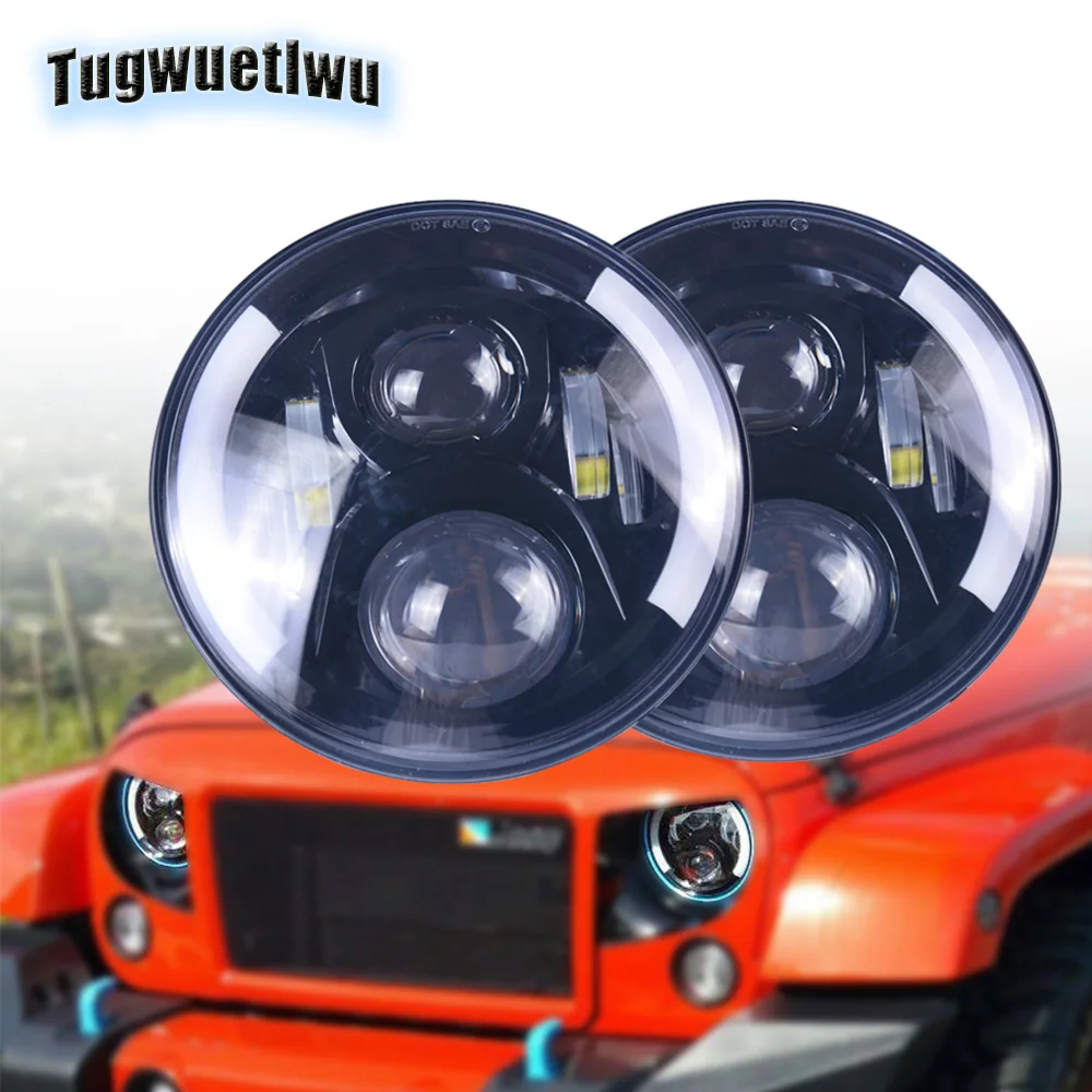 For Jeep Wrangler TJ JK LJ CJ 1997 2015 7" Round LED Headlight for Lada