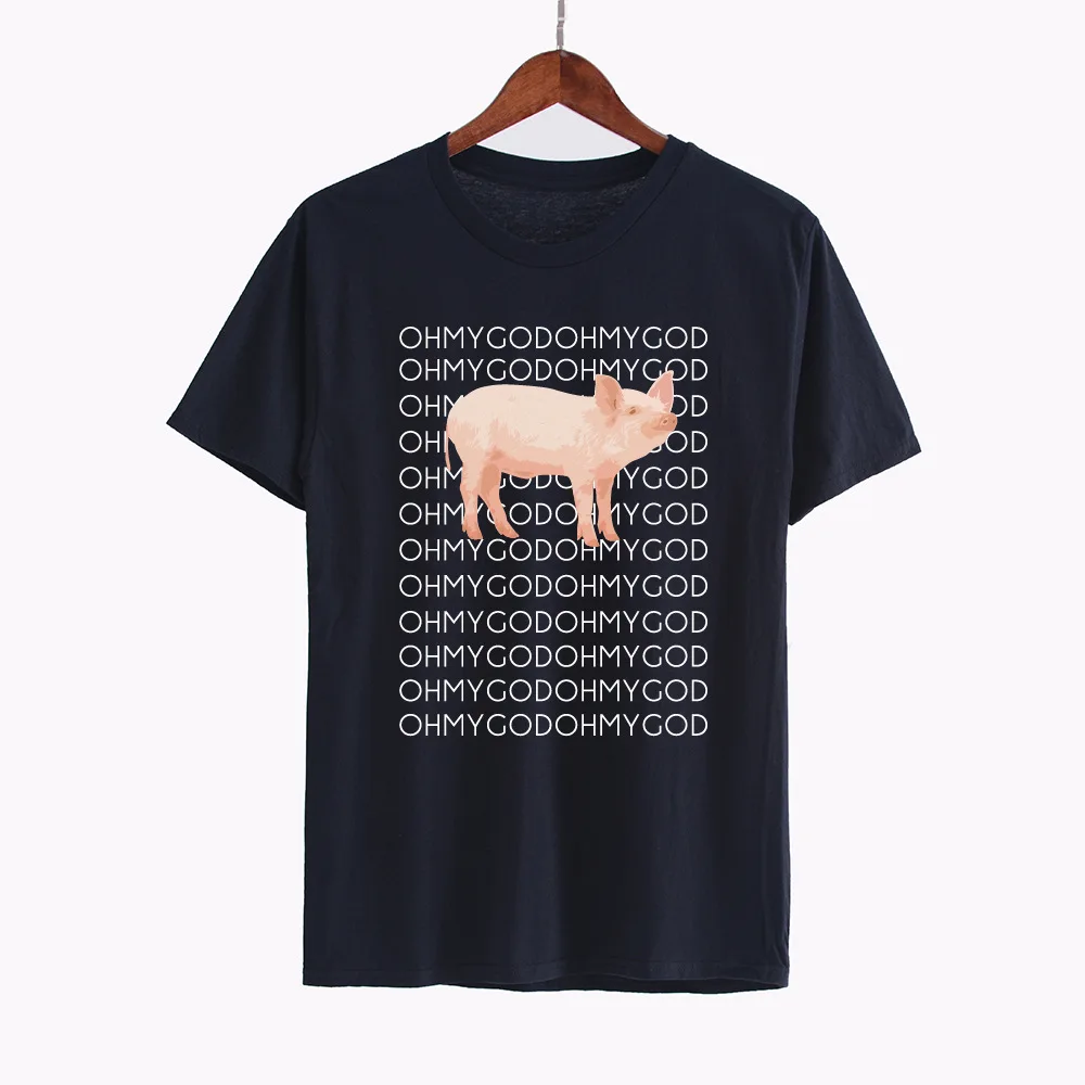 Oh My God Pig футболка 2019 короткий рукав О-образным вырезом 100% хлопок Принт мужские летние с круглым вырезом Футболка Повседневная футболка с