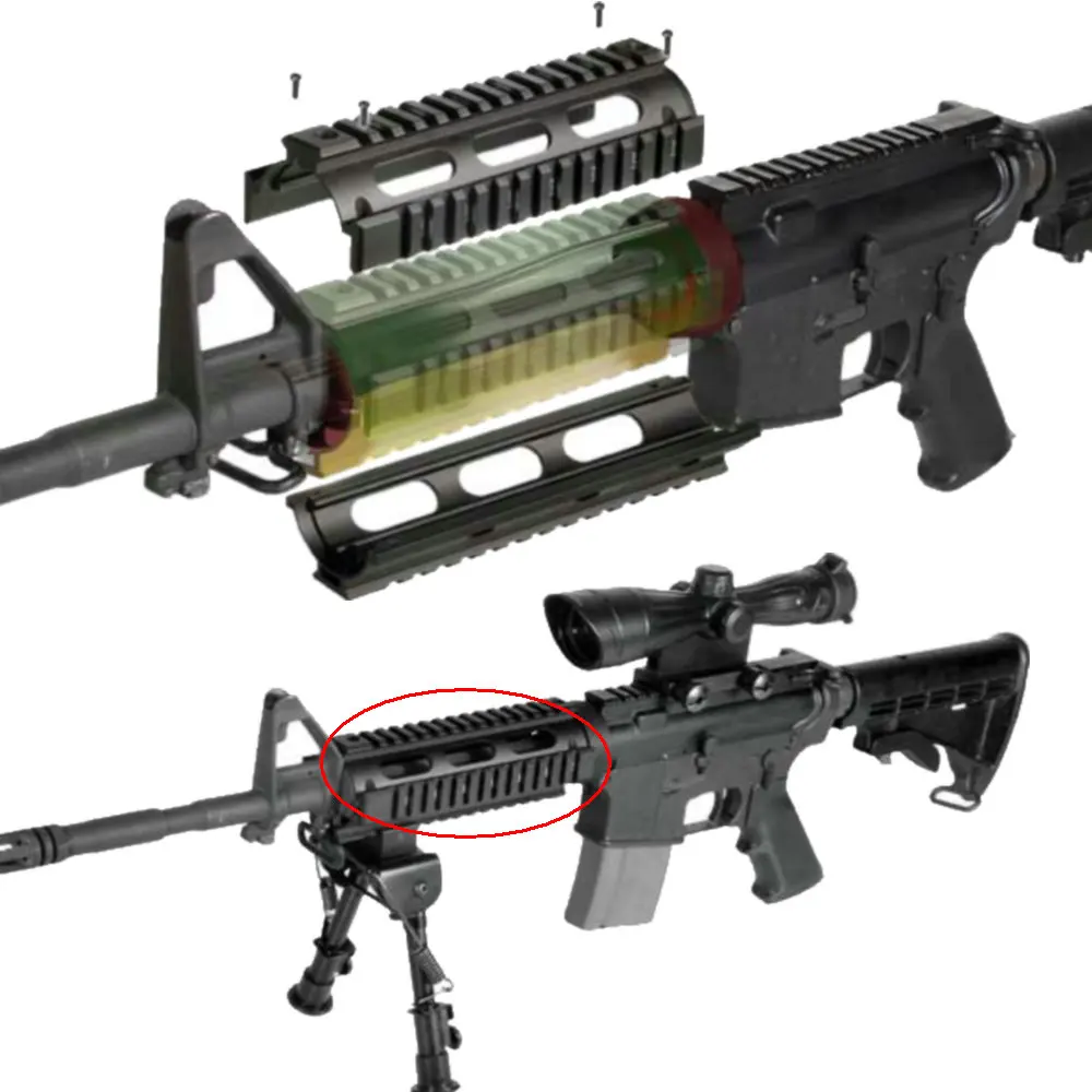AR-15 винтовки M16, длина 6,75 дюйма, карабин, 2 в одном, система обработки рельсов Quad Rail, Охотничья тропа, Тактическая защита, черный/коричневый цвет