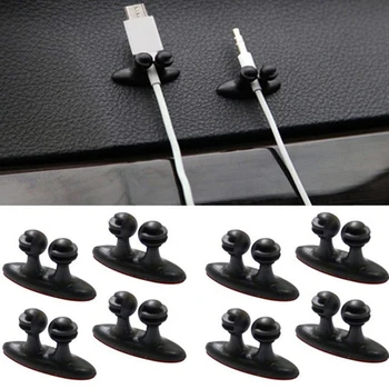 

8Pcs Car Wire Cable Holder Tie Clip Fixer Organizer Adhesive Charger Line Clasp Clamp USB Cable Car Clip Winder Car-styling