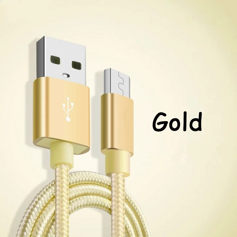 Для samsung Galaxy S3 S4 S6 S7 Edge Note 4 5 J2 J3 J5 J7 USB кабель нейлоновый Micro USB зарядное устройство для телефона 2A шнур для быстрой зарядки - Цвет: Золотой