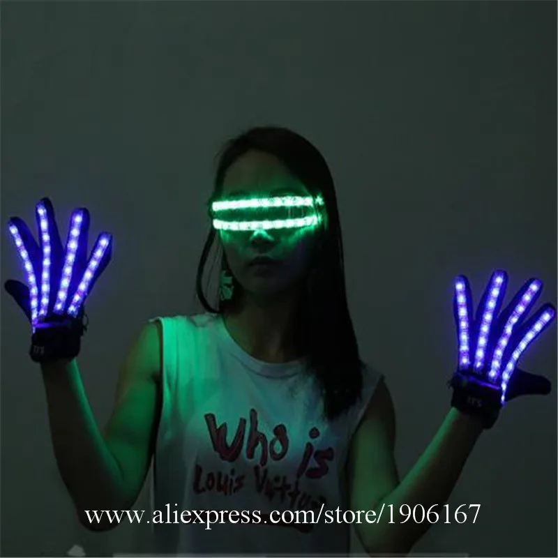 LED Gloves Luminous Flower Finger Light Gloves Party Supplies Dancing Club Props Stage Costumes LED Gloves Glasses05