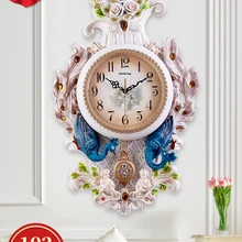 Настенные часы Павлин немой часы в европейском стиле ретро для дома креативное украшение для спальни настенные часы