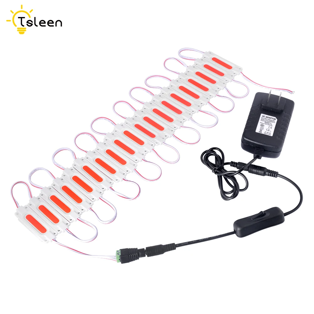 

Colorful 20leds Cob Led Module Light Lamp With US/EU/UK/AU Power Adapter + On/Off Switch + DC Connector Decorative Lighting