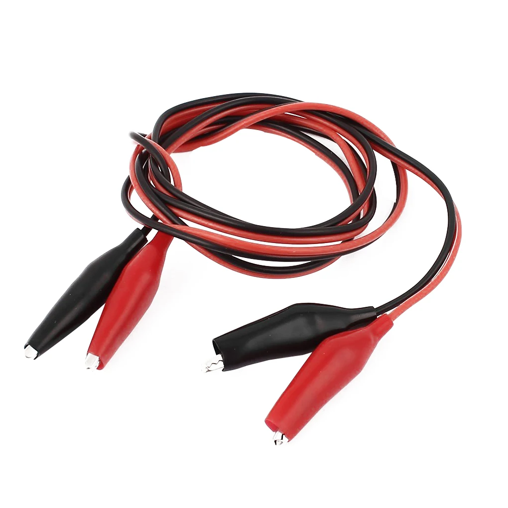 

1 Meter Red Black Double Ends 4 Clips Test Lead Jumper Wire Spring Buckle Cable Exam Line