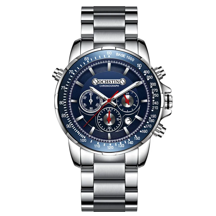 OCHSTIN новые мужские часы Топ люксовый бренд мужские уникальные спортивные часы мужские кварцевые часы с датой наручные часы Relogio Masculino - Цвет: silver blue 125C