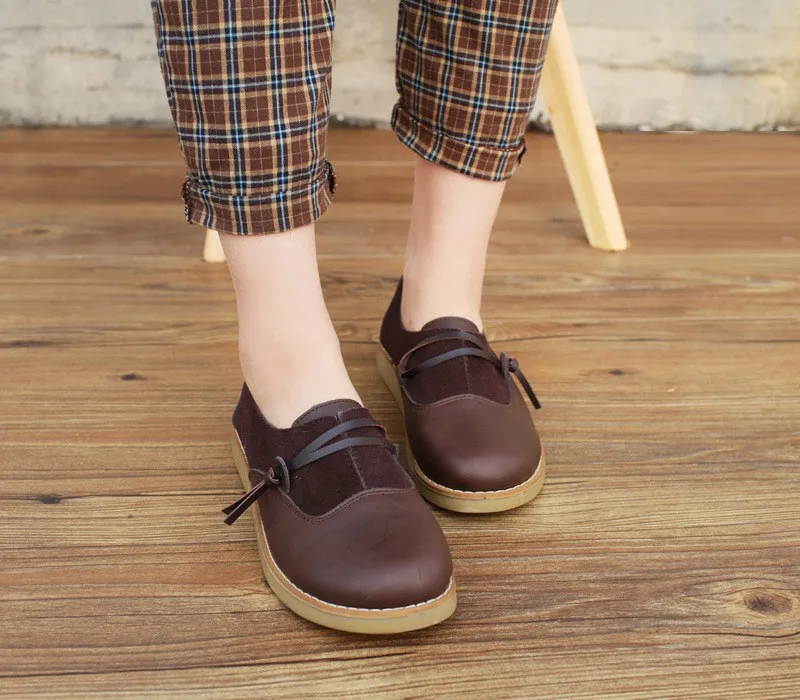 Movland-, новые милые туфли в стиле Mori girl обувь с большим носком в стиле ретро Обувь ручной работы красивая женская обувь на плоской подошве цвета хаки и кофе