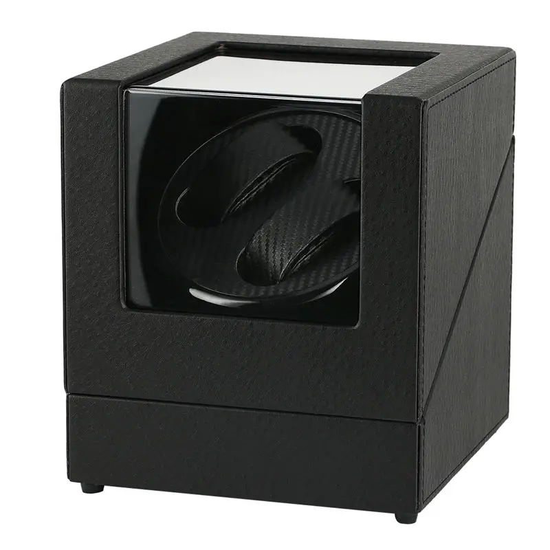 Black with Leather США/Великобритания/AU/EU Plug автоматические механические часы виндеры черный люкс искусственная замша интерьер 2 часы тихий двигатель Дисплей Коробка для хранения - Цвет: Black with Leather