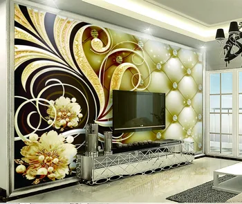 

Custom 3d Mural Wallpape Victorian Royal Diamond Luxury Flowers TV Background Wall Painting Wallpaper