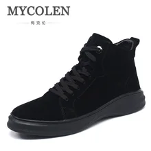MYCOLEN/ г. Новые ботинки в британском стиле, шитье из кружева, плюшевый ручной работы, Черная мужская обувь с высоким берцем stili Uomo Pelle