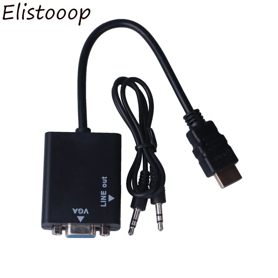 

HDMI TO VGA With Audio Cable Gold Plated High-Speed 1080P HDMI to VGA Converter Adapter Male to Female For PC Laptop