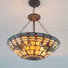 Европейский классический, Ностальгический 18-дюймовые стекло Тиффани Люстры лампы спальня гостиная Бар Сварные декоративное освещение