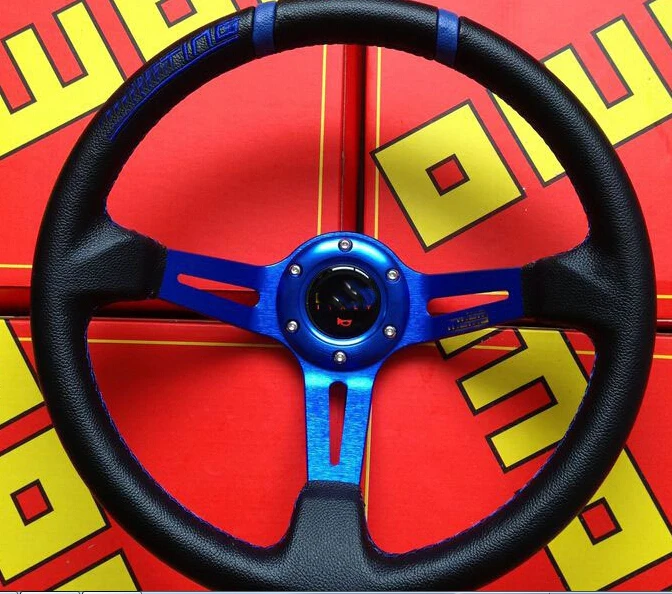 

Black car racing steering wheels with pvc 14''350mm universal steering wheel steering-wheel wheel booster vw golf mk5 gti