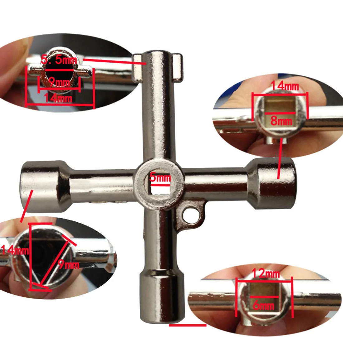 

5 In 1 Cross Switch Key Wrench With Universal Square Triangle Train Electrical Cupboard Box Elevator Cabinet Alloy Screwdriver