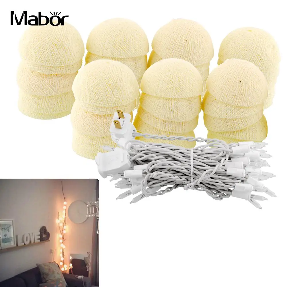 

35 Aladin LED Cotton Ball String Light Ivory White Party Patio Tree Decor 4.5M