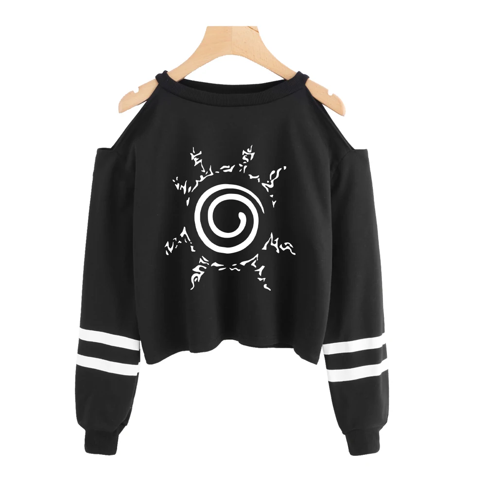  Naruto kpop Sweatshirt short Sweatshirt off-shoulder top Fashion short sexy Ninjia Hip Hop kpop cro