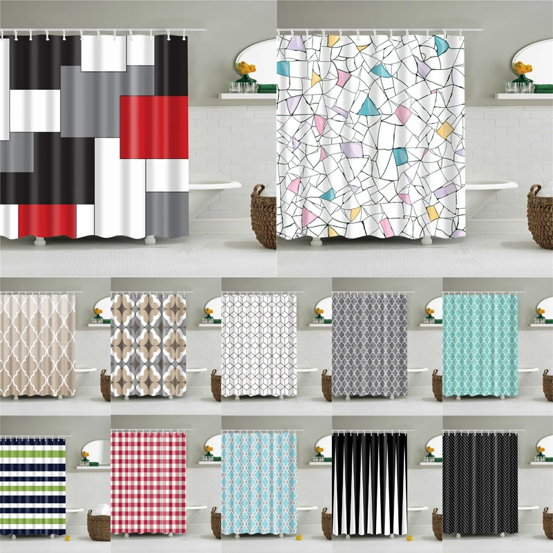 

Polyester Waterproof Plaid Printing Bath Screen Curtain Home Decoration Mildewproof Shower Curtains In The Bathroom