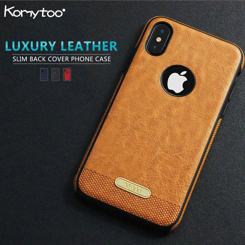

KOMYTOO TPU Leather Case For iPhone X 7 8 Luxury Shockproof Ultra Slim Silicone Soft Cover Case For iPhone 6 6s 7 8 Plus XS MAX