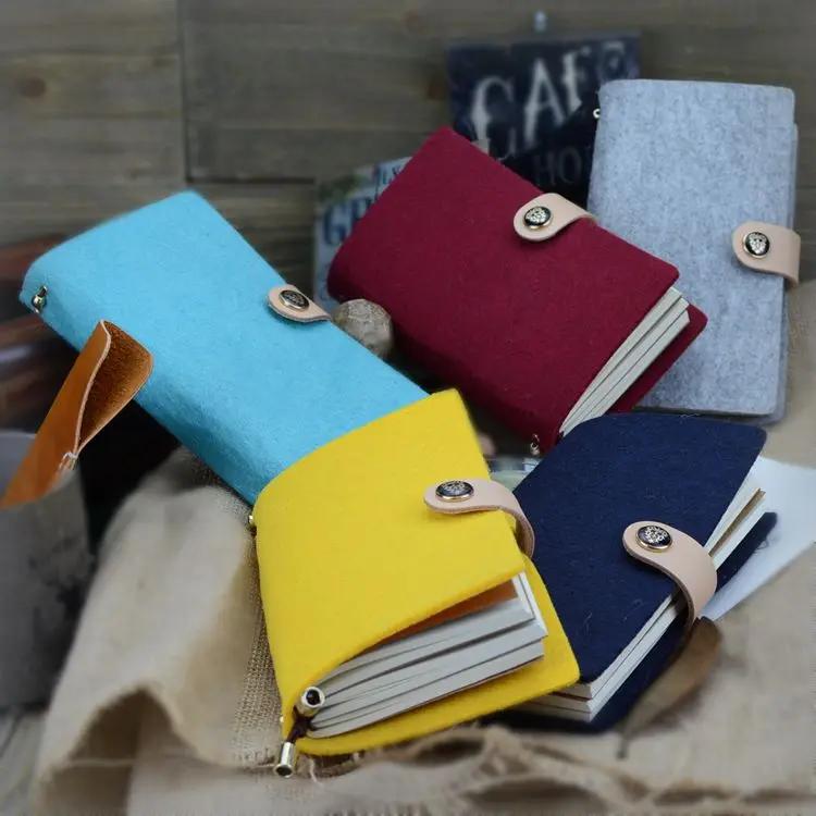 

5colors 10*18cm Small Diary Notebook Refill Pages, Cloth Button Travel Notebooks Vintage Daily Memory Planner, Birthday Gift